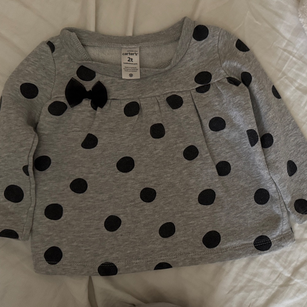 Carter's Gray Sweater with Black Polka Dots